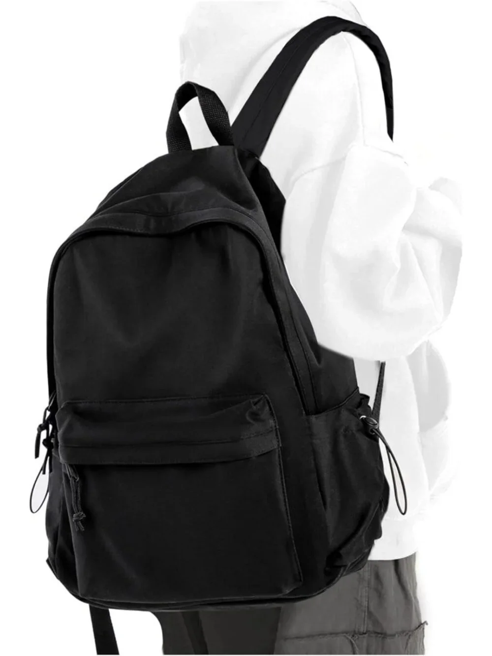 Stylish Waterproof Black Backpack for School, Lightweight Daypack for Teens